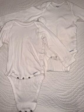 Gerber White Long-Sleeve Baby One-Pieces (2-Pack) 24M
